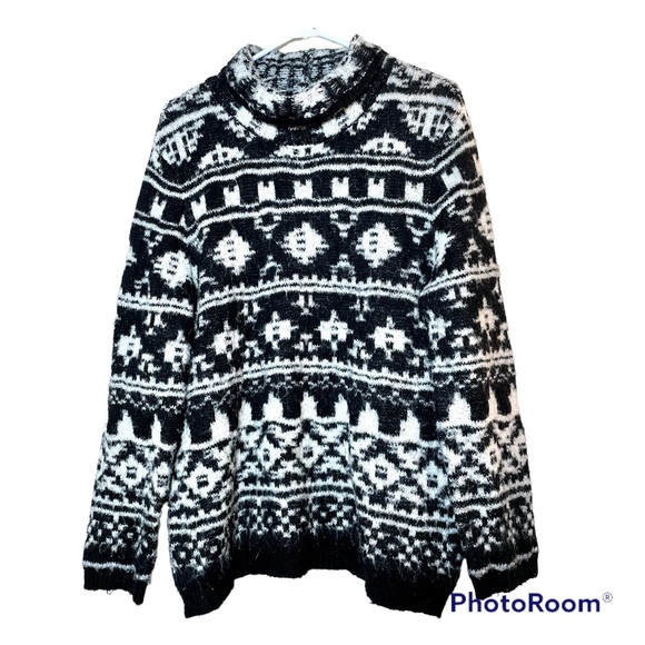 Sonoma Sweaters - Sonoma Chunky Cowl Neck Sweater Black/White Size XL